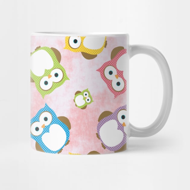 Cute Owls, Owl Pattern, Colorful Owls, Baby Owls by Jelena Dunčević